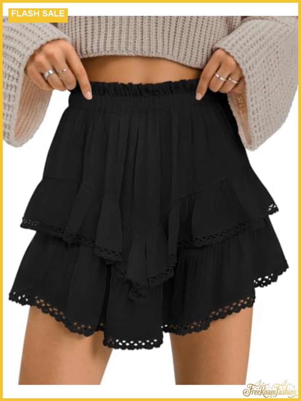 TARSE Flowy High Waist Pleated Mini Skort with Built-in Shorts